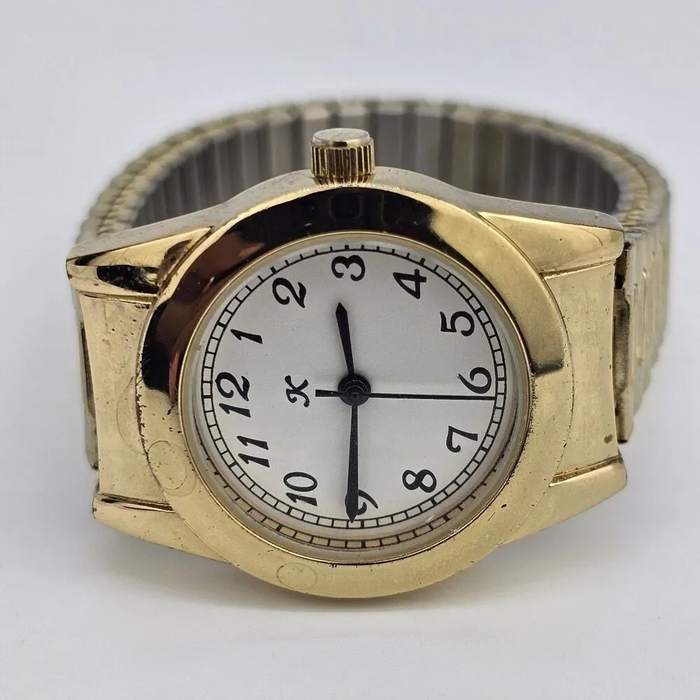 28MM Women's Watch White‎ Dial Gold Case Expandable Band 6
